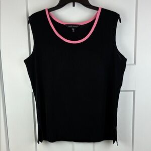 Ming Wang Black Tank Top Pink Trim Size Large e